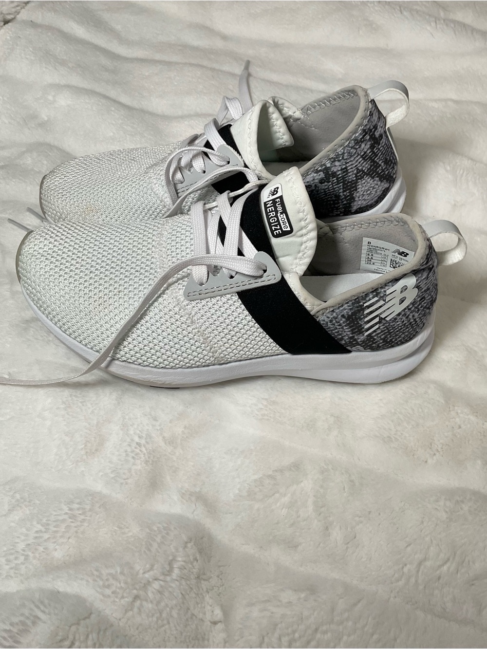 New Balance White and Black Kids Athletic Sneakers
